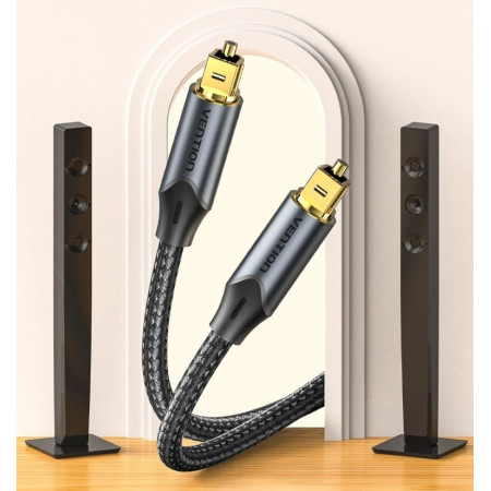 Vention 10 m optinis garso kabelis, apipintas, juodas