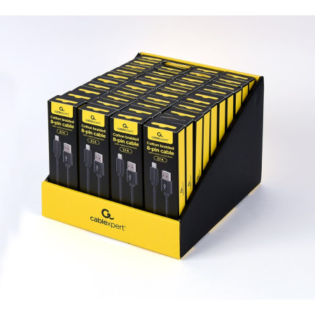 Gembird Medvilninis pintas USB 2.0 kabelis 1,8 m Juodas