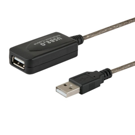 Savio USB 2.0 aktyvus prailginimo kabelis 10 m Juodas