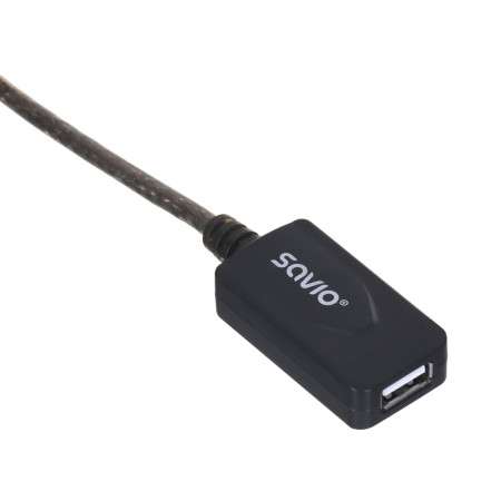 Savio USB 2.0 aktyvus prailginimo kabelis 10 m Juodas