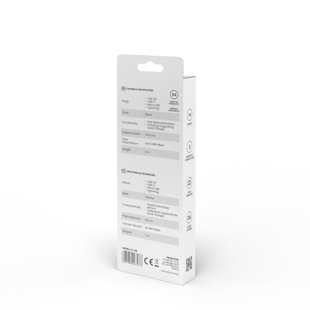 Savio CL-152 USB kabelis 1 m USB 2.0 USB C Micro USB A/Lightning Juoda