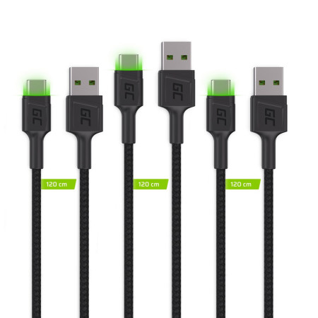 Green Cell USB A į USB C kabelis 2 m Juodas