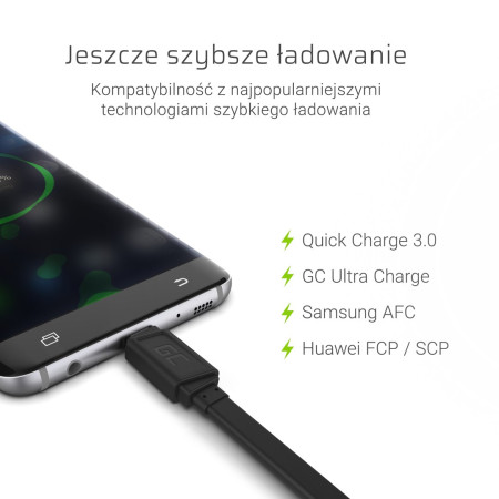 Green Cell USB A į USB C kabelis 0,25 m Juodas