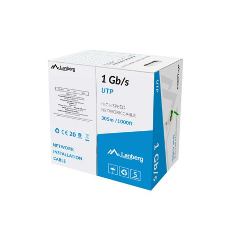 LANBERG UTP kabelis 1GB/s 305m laidai CCA Žalias