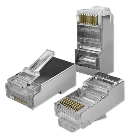 Qoltec 54556 RJ45 modulinė jungtis | CAT6 | FTP | Auksuoti kontaktai | 100 vienetų