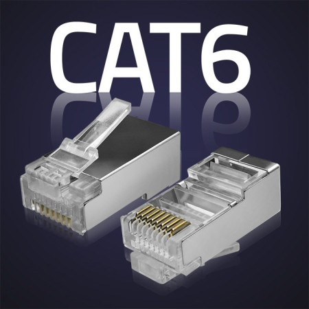 Qoltec 54556 RJ45 modulinė jungtis | CAT6 | FTP | Auksuoti kontaktai | 100 vienetų