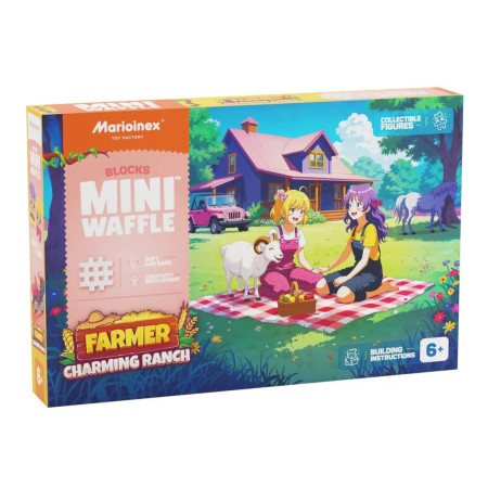 MARIOINEX Mini Waffle Farmer statybiniai blokai Žavus rančos modelis, 112 dalių