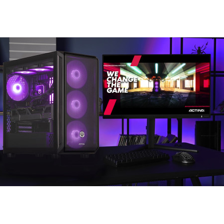 Actina PC su AMD Ryzen™ 9 7900, 32 GB DDR5, 2 TB SSD, AMD Radeon RX 9070, Midi Tower, Juoda