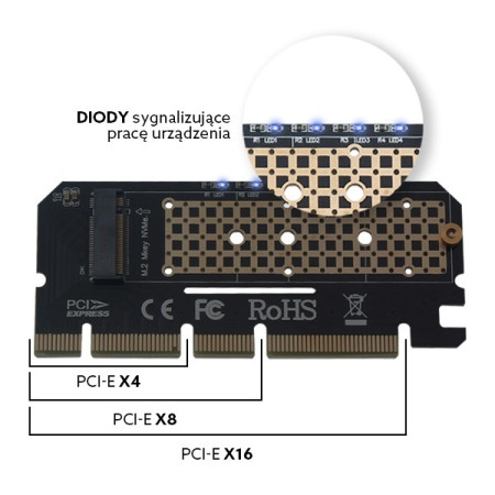 Savio AK-41 M.2 NVMe M-Key PCI-E adapteris