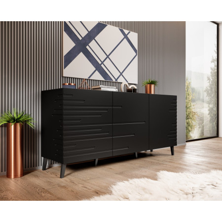 Nova komoda juoda 155x40x72