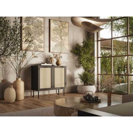 JUTA 2D komoda 100x39,5x90 juoda + linol calabria