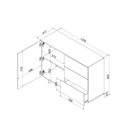Cama 1D3S ALMA komoda 120x41,5xH90 kašmyras