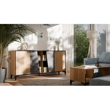 Cama 4D komoda OVO 180x38xH83 ąžuolas/betonas