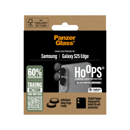 PanzerGlass® Hoops® Kameros objektyvo apsaugos stiklas juodas Samsung S25 Edge