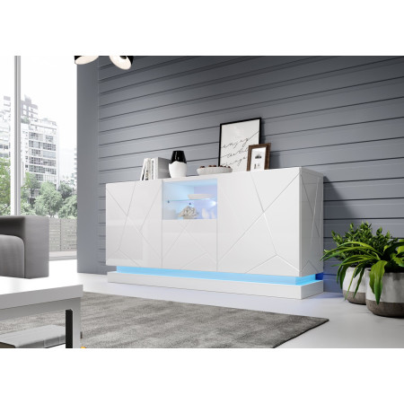 QIU 2D1K komoda blizgus baltas/blizgus baltas 150x41,5x75 cm