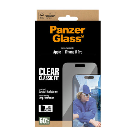 PanzerGlass ® Ekspozicijos Apsauga iPhone 17 Pro | Classic Fit su EasyAligner