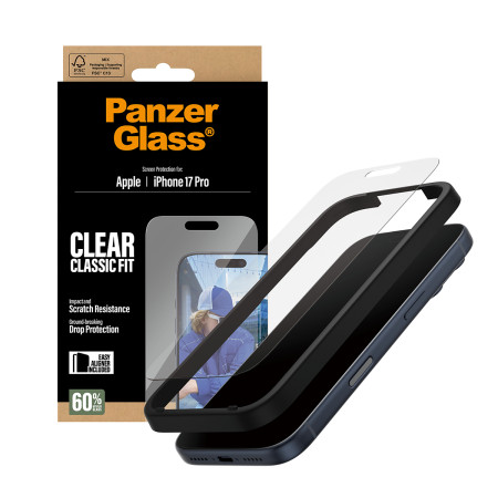 PanzerGlass ® Ekspozicijos Apsauga iPhone 17 Pro | Classic Fit su EasyAligner