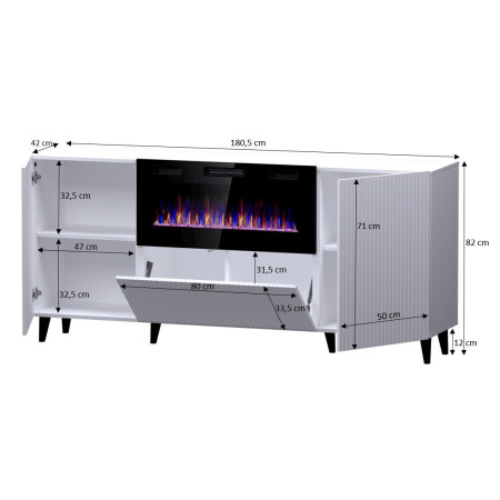 PAFOS komoda su elektriniu židiniu balta matinė