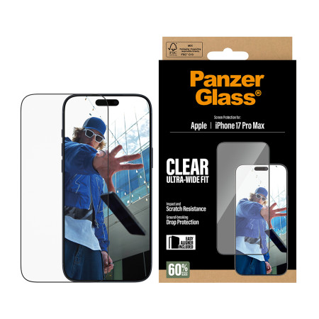 PanzerGlass ® Ekspozicijos Apsauga iPhone 17 Pro Max | Ultra-Wide Fit su EasyAligner