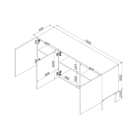 Cama PALAZZO BIS 3D komoda matinės juodos spalvos 151 x 40 x 75 cm