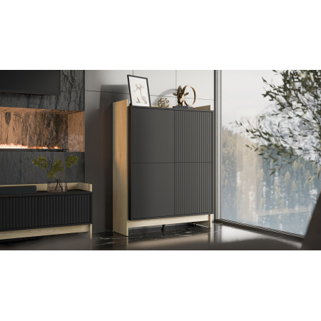 Cama PORTO komoda ąžuolas/juoda 100 x 38 x 130 cm