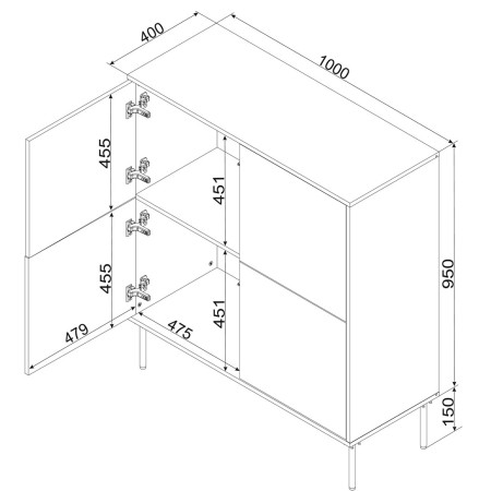 Cama TRESSE 4D komoda matinės žalios spalvos 100 x 40 x 110 cm