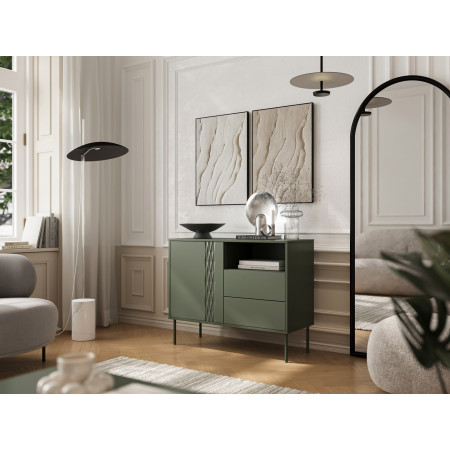 Cama 1D2S TRESSE komoda 100x40x75 matinės žalios spalvos