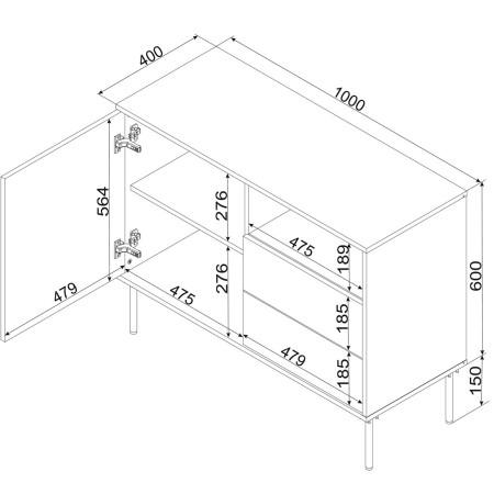 Cama 1D2S TRESSE komoda 100x40x75 matinės žalios spalvos