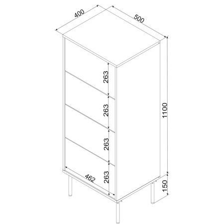 Cama 4S TRESSE komoda 50x40x125 matinės žalios spalvos