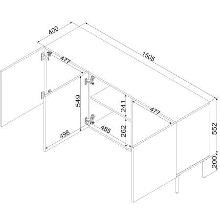 Cama SIENA komoda 150,5x40x75 kašmyro matinis