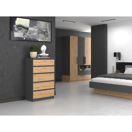 Topeshop M5 ANTRACYT/ARTISAN komoda