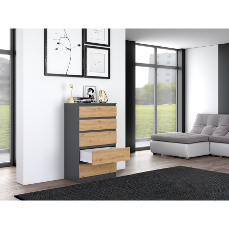 Topeshop M5 ANTRACYT/ARTISAN komoda