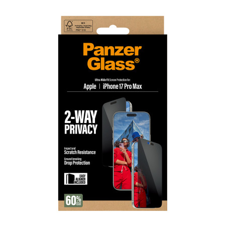 PanzerGlass 2-Pusės Privatumo Ekrano Apsauga iPhone 17 Pro Max
