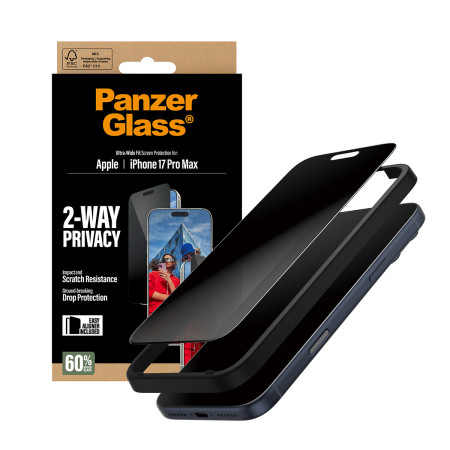 PanzerGlass 2-Pusės Privatumo Ekrano Apsauga iPhone 17 Pro Max