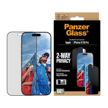 PanzerGlass 2-Pusės Privatumo Ekrano Apsauga iPhone 17 / iPhone 16 Pro