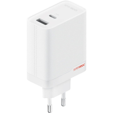 OnePlus SUPERVOOC Įkroviklio prievadai USB-A ir USB-C + USB-C kabelis 120 W Baltas