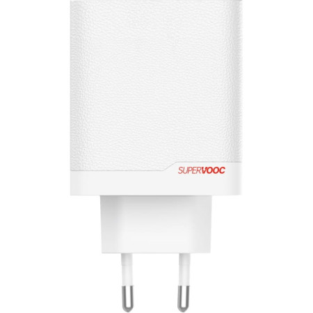 OnePlus SUPERVOOC Įkroviklio prievadai USB-A ir USB-C + USB-C kabelis 120 W Baltas