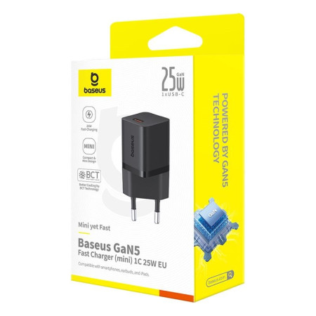 Baseus P10110909113-00 USB-C 25 W mini tinklo įkroviklis Juodas