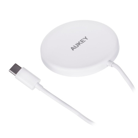 AUKEY Aircore Magnetinis Belaidis Įkroviklis QI USB-C 15W Balta