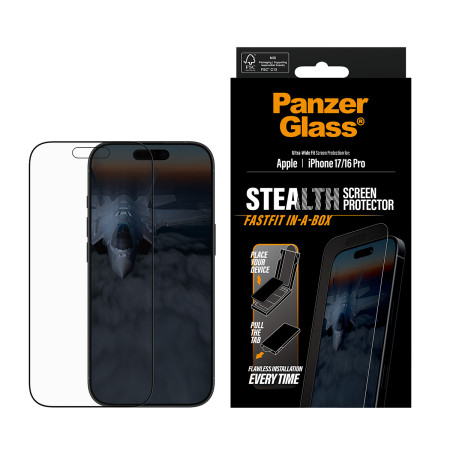 PanzerGlass® Stealth ekrano apsauga iPhone 17 | iPhone 16 Pro | Ultra-plačiai pritaikoma