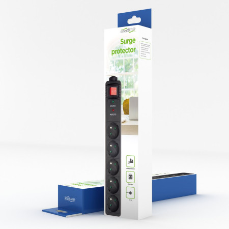 Gembird elektros energijos augimo apsauga, 5 lizdai, 3 m, juodas