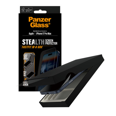PanzerGlass® Stealth ekrano apsauga iPhone 17 Pro Max | Ultra-plačiai pritaikoma