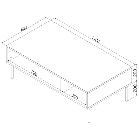 Cama PALAZZO BIS stalas/latrina 110 x 60 x 40 cm baltas matinis
