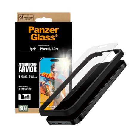 PanzerGlass ® Anti-Reflective Armor ekrano apsauga iPhone 17 | iPhone 16 Pro