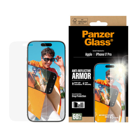 PanzerGlass® Anti-Reflective Armor ekrano apsauga iPhone 17 Pro su EasyAligner