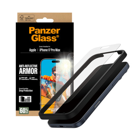 PanzerGlass® Anti-Reflective Armor ekrano apsauga iPhone 17 Pro Max su EasyAligner