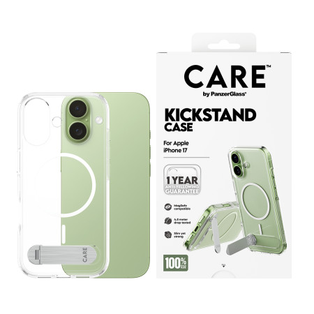 PanzerGlass CARE by Feature Case Permatomas su Stoveliu ir MagSafe iPhone 17 mobiliojo telefono dėklas
