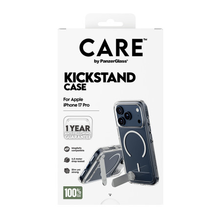 PanzerGlass CARE by Feature Case Permatomas su Stoveliu ir MagSafe iPhone 17 Pro mobiliojo telefono dėklas