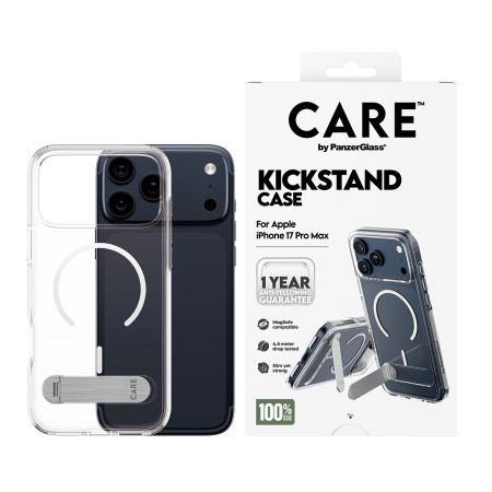 PanzerGlass CARE by Feature Case Permatomas su Stoveliu ir MagSafe iPhone 17 Pro Max mobiliojo telefono dėklas