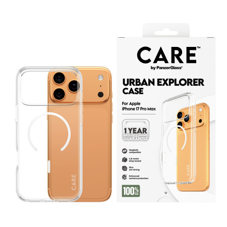 PanzerGlass CARE by Flagship Case Permatomas Urban Explorer su White MagSafe iPhone 17 Pro Max